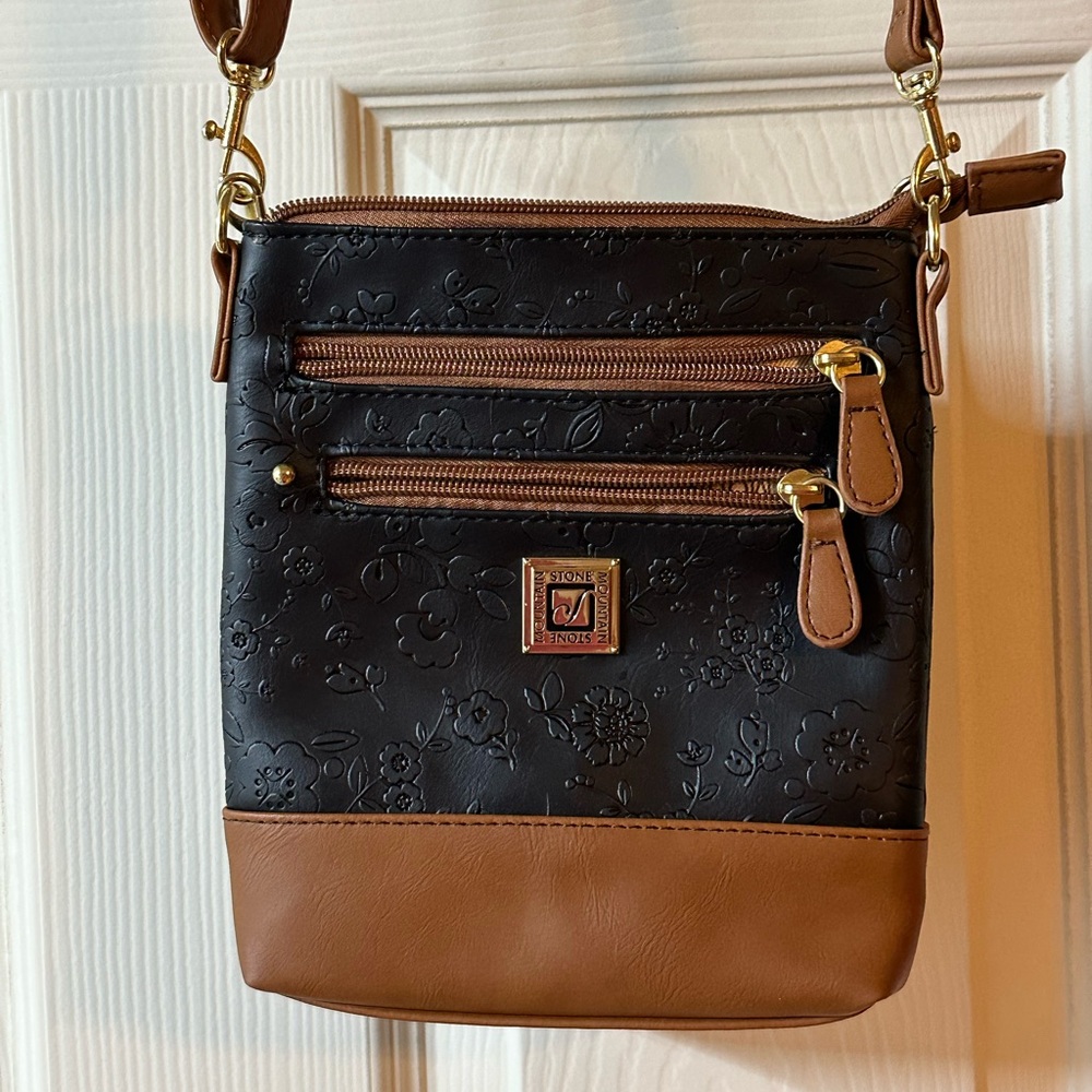 Stone & Co. Black and Tan Embossed Crossbody Bag